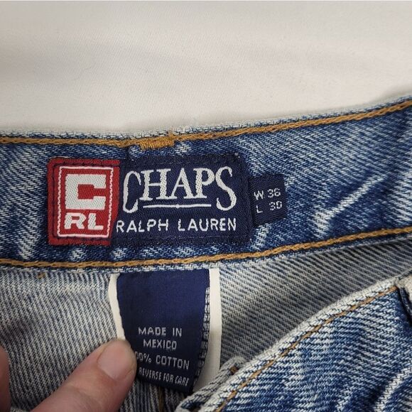 VINTAGE 90s jean shorts Ralph Lauren cutoff distressed denim XL - Picture 7 of 17